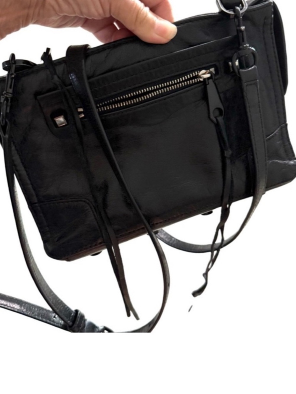 Rebecca Minkoff Convertible Crossbody Bag Leather Purse Black - Picture 7 of 13